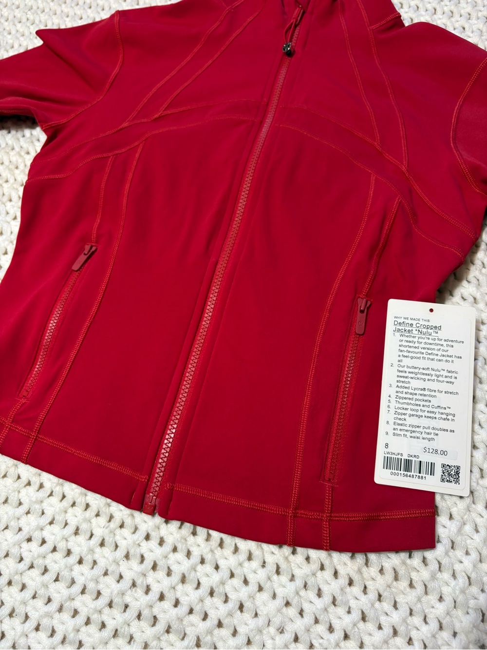 RARE! Lululemon dark red define cropped jacket nulu size 8 - Picture 6 of 9